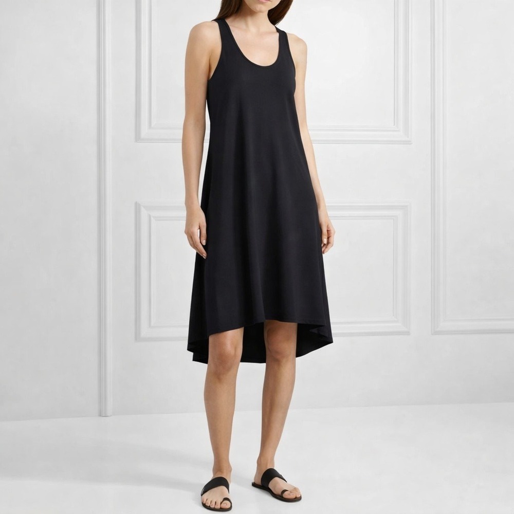 Theory‎ Laurem SH_Rubric Dress Navy Blue Jersey Sleeveless Shift Womens Sz M
